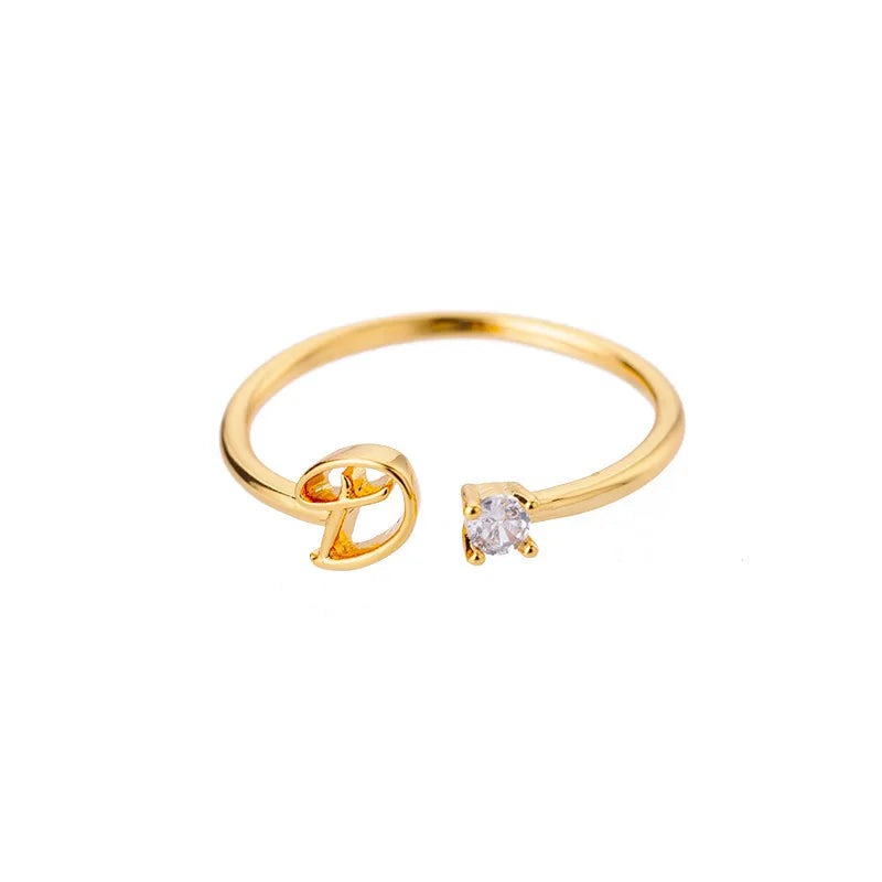 Tiny Initial Letter Rings For Women Stainless Steel A-Z Letters Adjustable Ring Female Christmas Aesthetic Jewelry bijoux femme