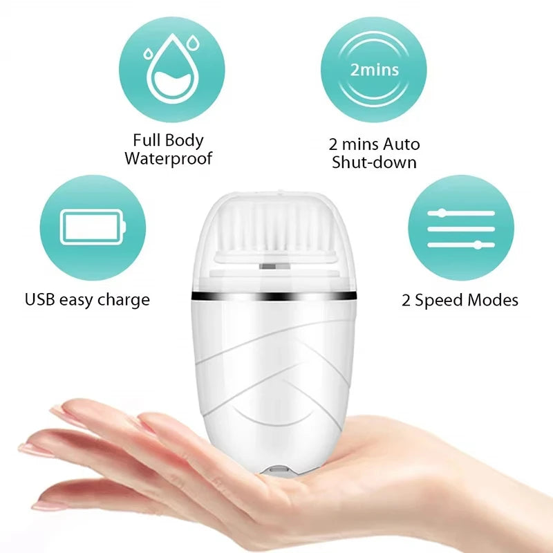 3-IN-1Electric Waterproof Facial Cleansing Brush Exfoliating Spin Whitening Firming Deep Cleansing Brush Device Wireless Cleans