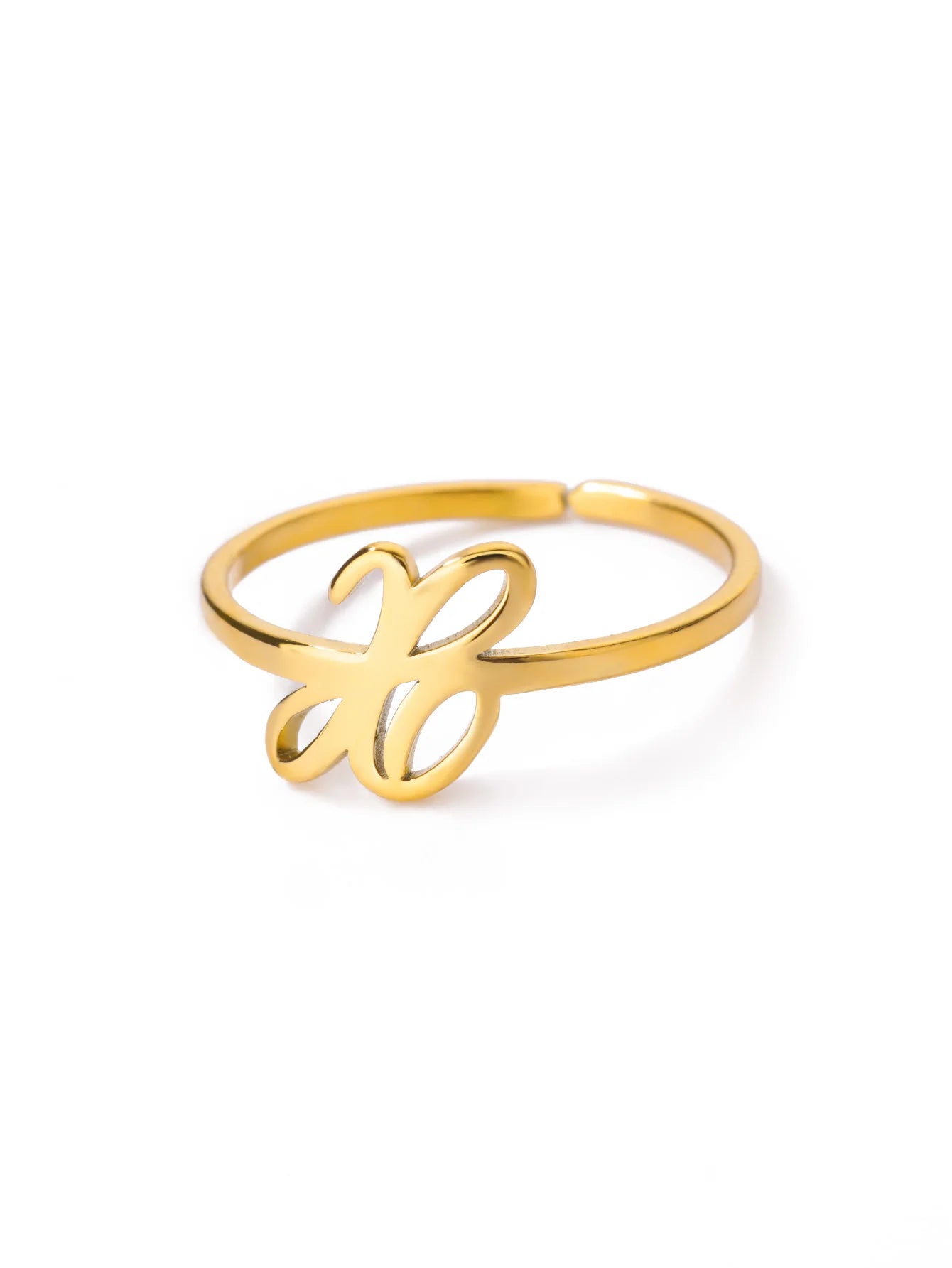 26 English Letter Initial Rings For Women Gold Color Adjustable Stainless Steel Ring Wedding Fashion Jewelry Best Friend Gift