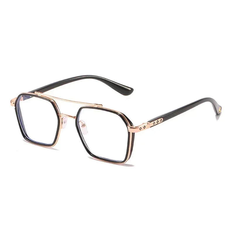 Vintage Square Glasses Woman Man Transparent Anti Blue Light Computer Eyewear Clear Lens Retro Metal Eyeglasses Frame Unisex