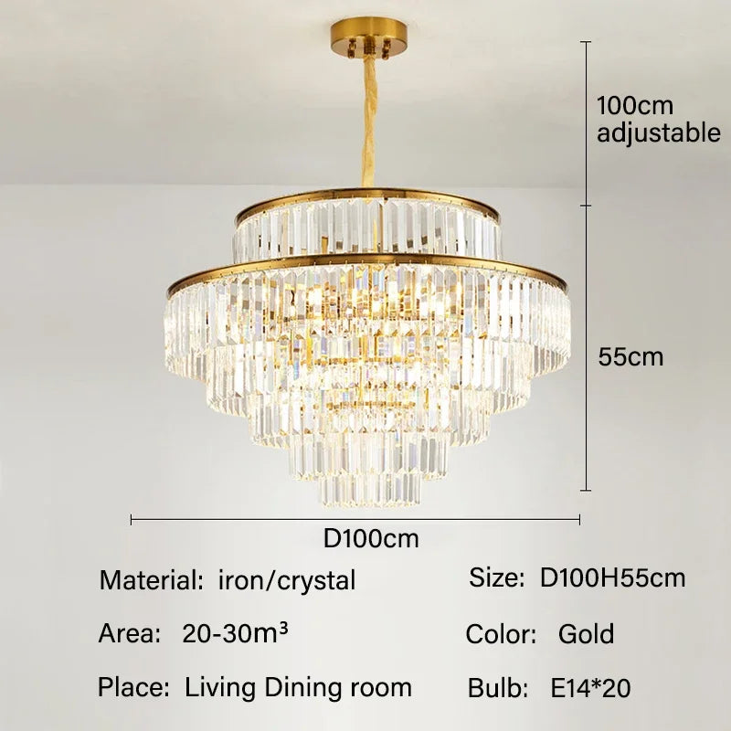 Luxury Crystal LED Pendant Lights Villa Living Room Lighting Decor Lustre Chandelier Lamp Indoor Hotel Hanging Lights Fixture