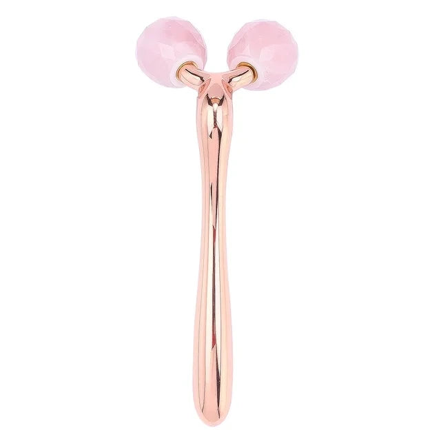 Rose Quartz Jade Roller Facial Massager 3D Massage Face Roller Face-lift Skin Care Tool Thin Face Chin Neck Body Wrinkle Remover