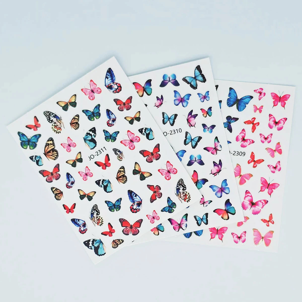 3 Sheets Colorful Butterfly Nail Art Stickers 3D Self-Adhesive Butterfly Nail Decals DIY Manicure Summer Nail Art Decoration