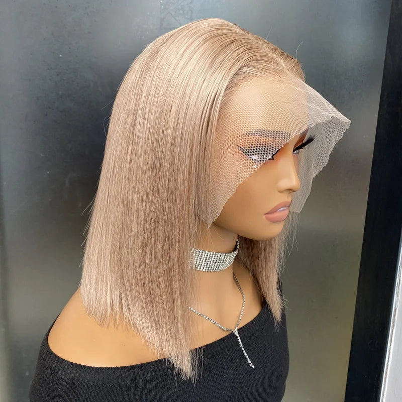 Lace Front Wigs Human Hair Natural Hairline 8# Bob Wig Human Hair 13x4 Lace Frontal Wigs for Black Women Brazilian Virgin Wig