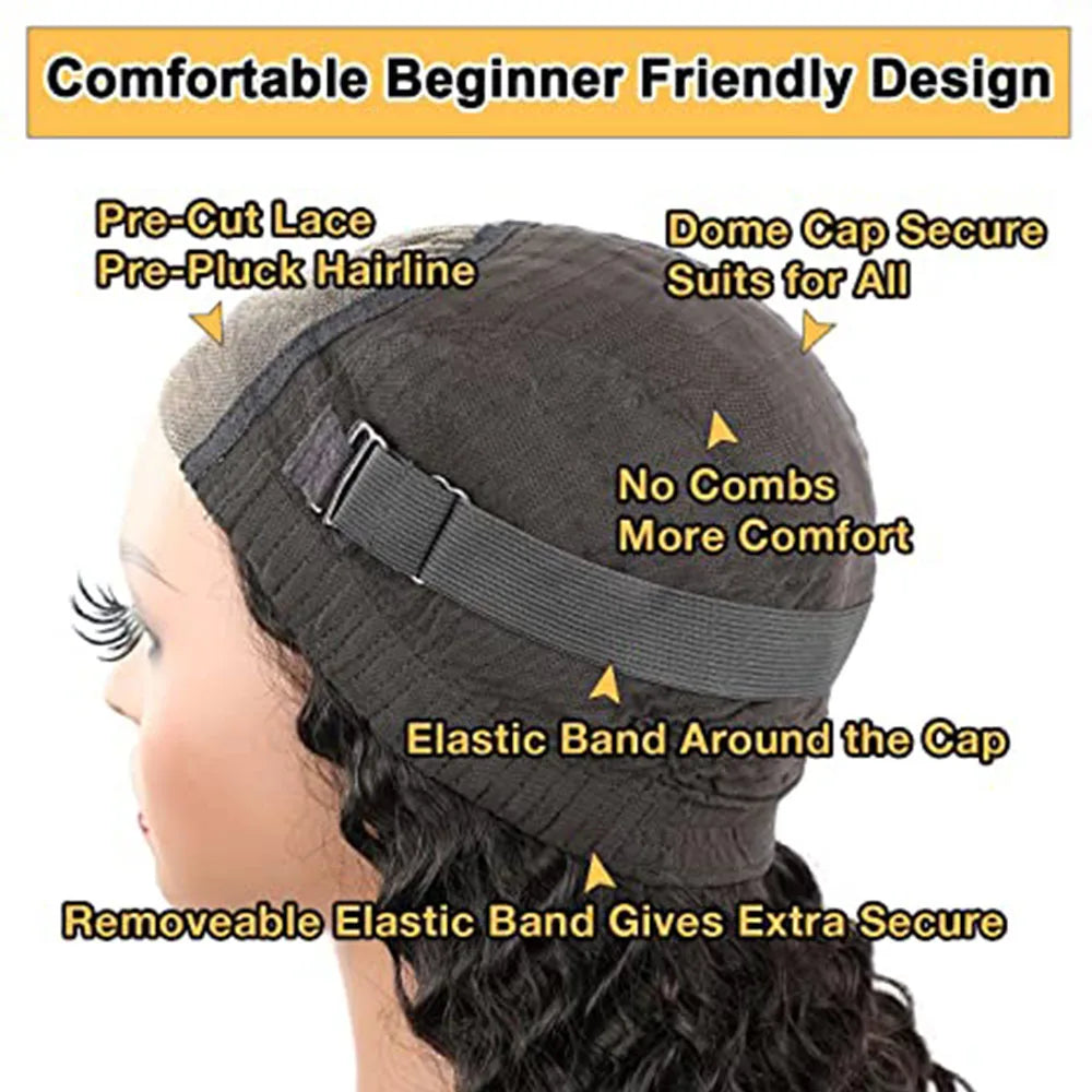 Ombre 1B/30 Colored Curly 250% Density 13x4 Water Wave HD Transparent Lace Front Kinky Edges Hairline Wig With Curly Baby Hair