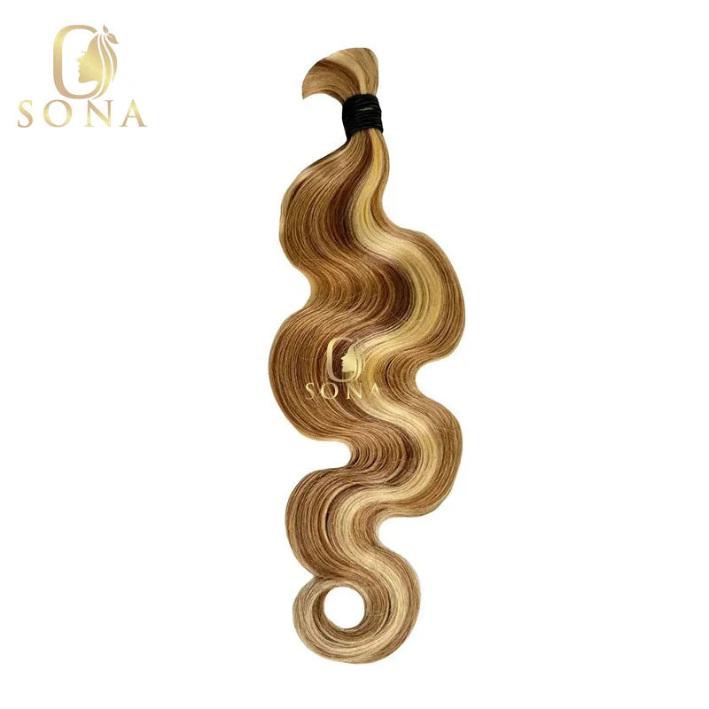 Highlight Honey Blonde Body Wave Hair Knotless Bundles No Weft for Boho Braids Human Hair Extension Bundles for Boho Braiding
