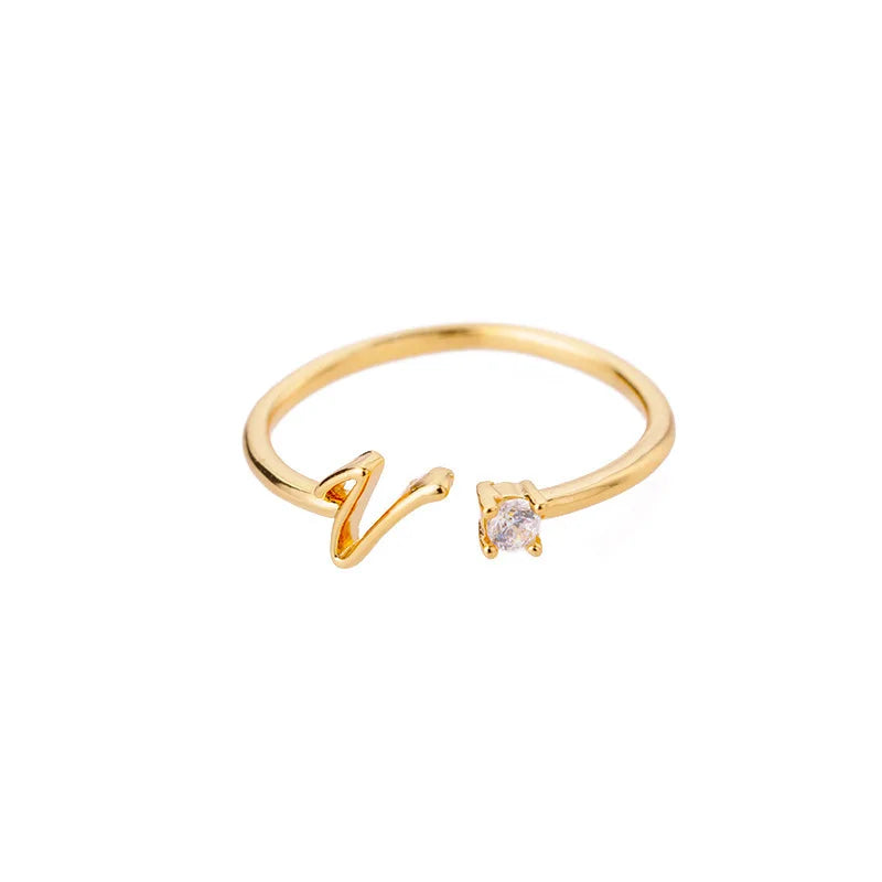 Tiny Initial Letter Rings For Women Stainless Steel A-Z Letters Adjustable Ring Female Christmas Aesthetic Jewelry bijoux femme