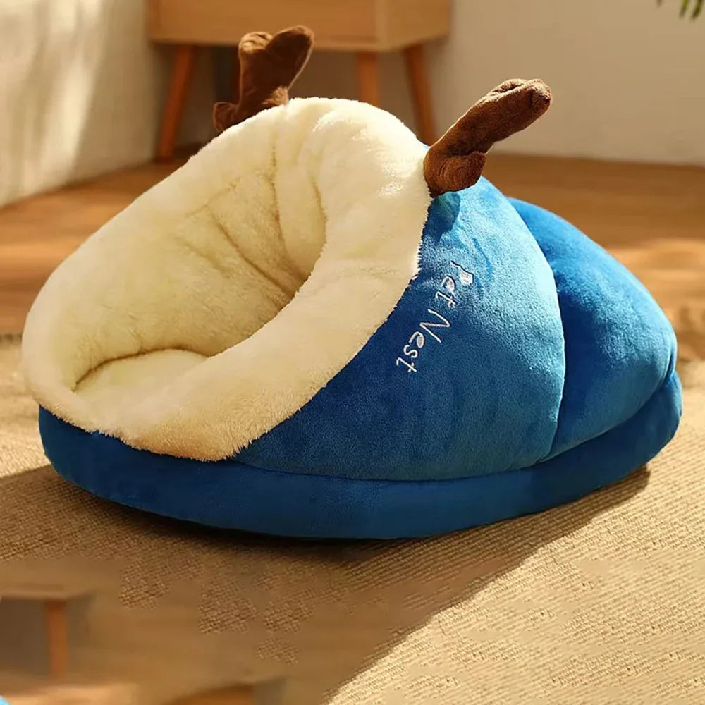 Cozy Slipper-Style Pet Bed: Warm, Breathable, and Washable Foldable Dog & Cat House for Small Pets
