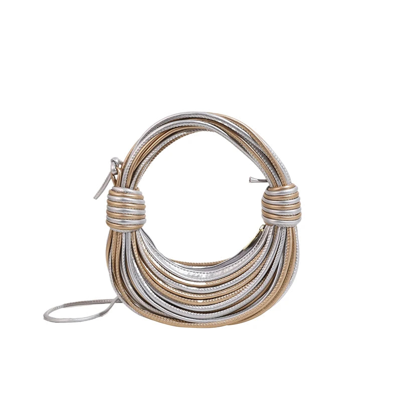 Luxury Genuine Bags Purses for Women Noodle Knot Design Dinner Wedding Party Clutch Bag High Quality Handbags Crossbody Bag2024