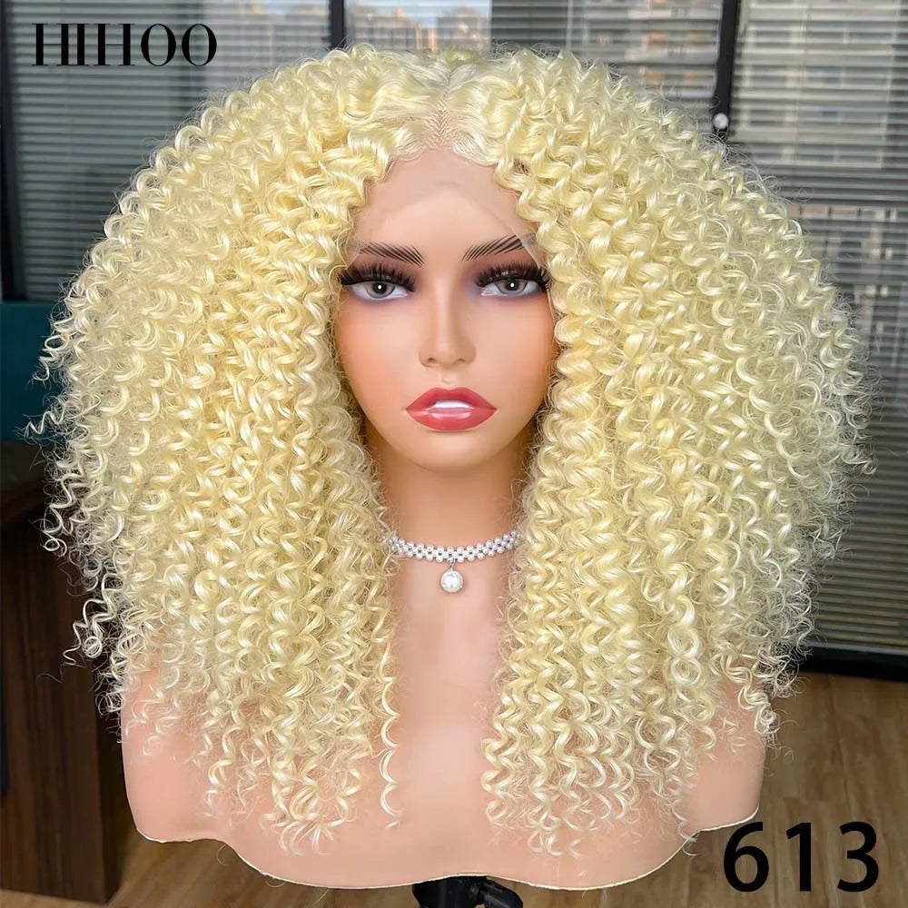 Lace Front Wigs for Women Short Bob Wig Afro Kinky Curly Wigs Ombre Brown Synthetic Middle Nature Hair Black Headgear with Clip
