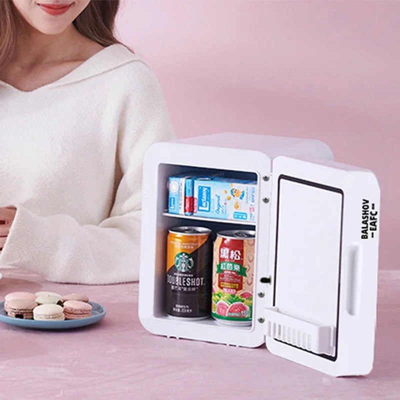 4L Mini Fridge Camping Cosmetics Portable Small Mirror Refrigerators for The Room Student Dormitory Makeup Home and Car Dual-use