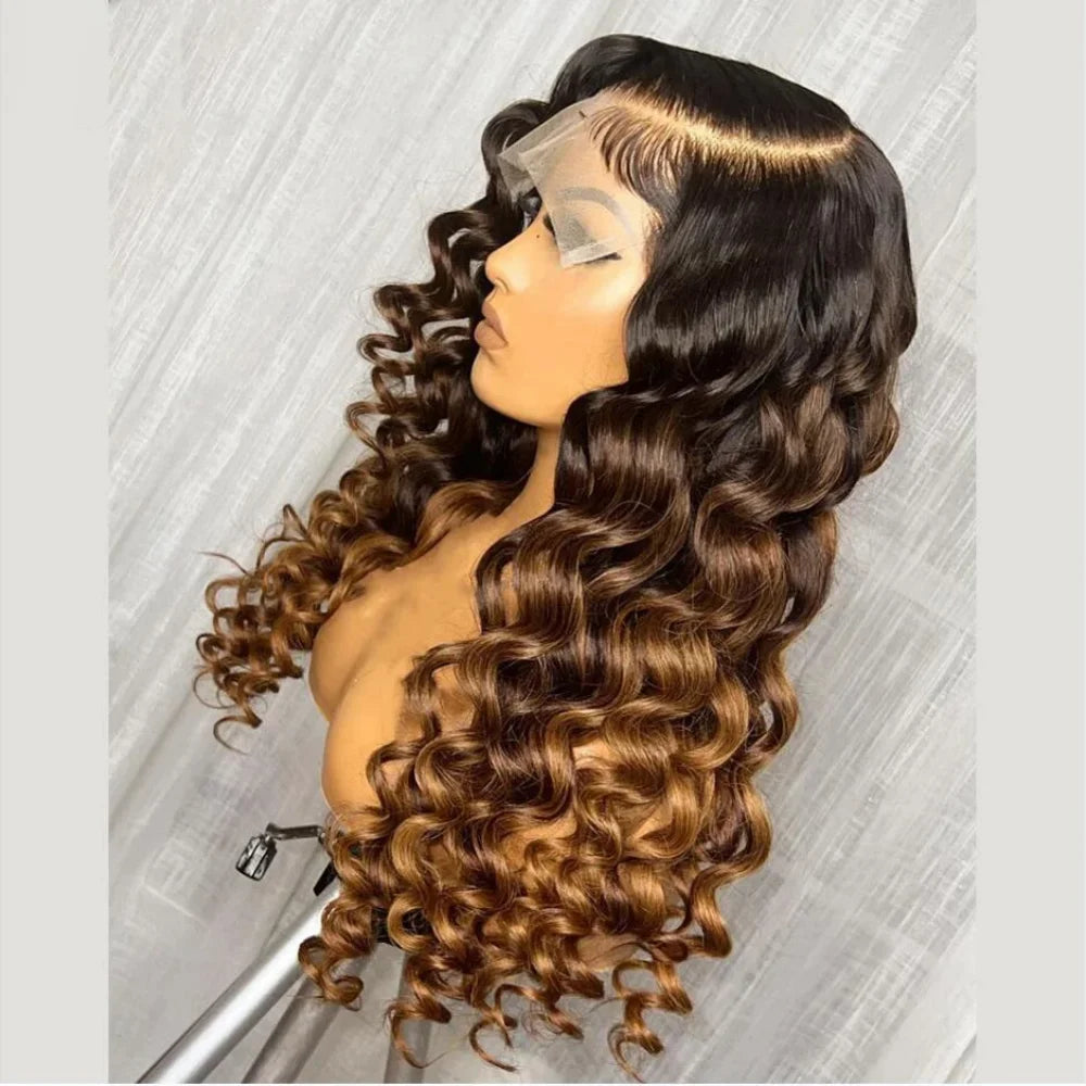 Ombre Blonde Kinky Curly 26Inch 180 Density Lace Front Wigs For Women With Baby Hair Synthetic Fiber Deep Part Daily Wear Wigs