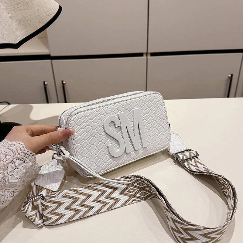 Women's Woven Crossbody Bag 3D Embellished PU Shoulder Purse with Solid Color & Tassels Roomy Zip Closure Daily Use Shoulder Bag