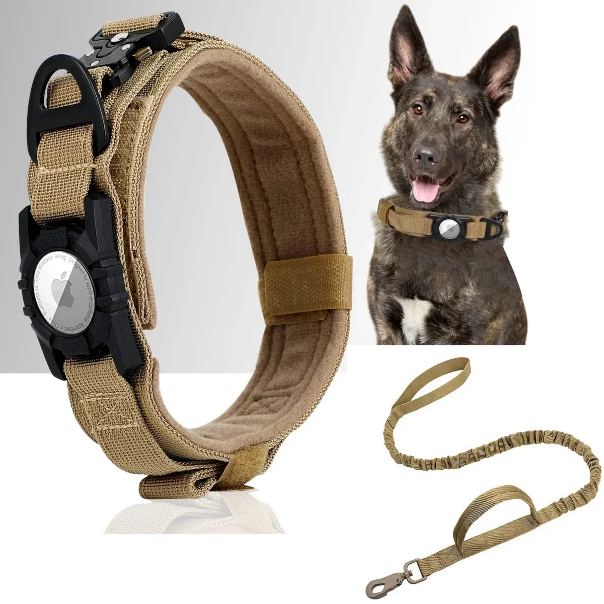 Adjustable Nylon AirTag Holder Dog Collar Metal Buckle Pet Tactical Collar Dog Accessories Anti Last and Pet Dogs Tracing Safe