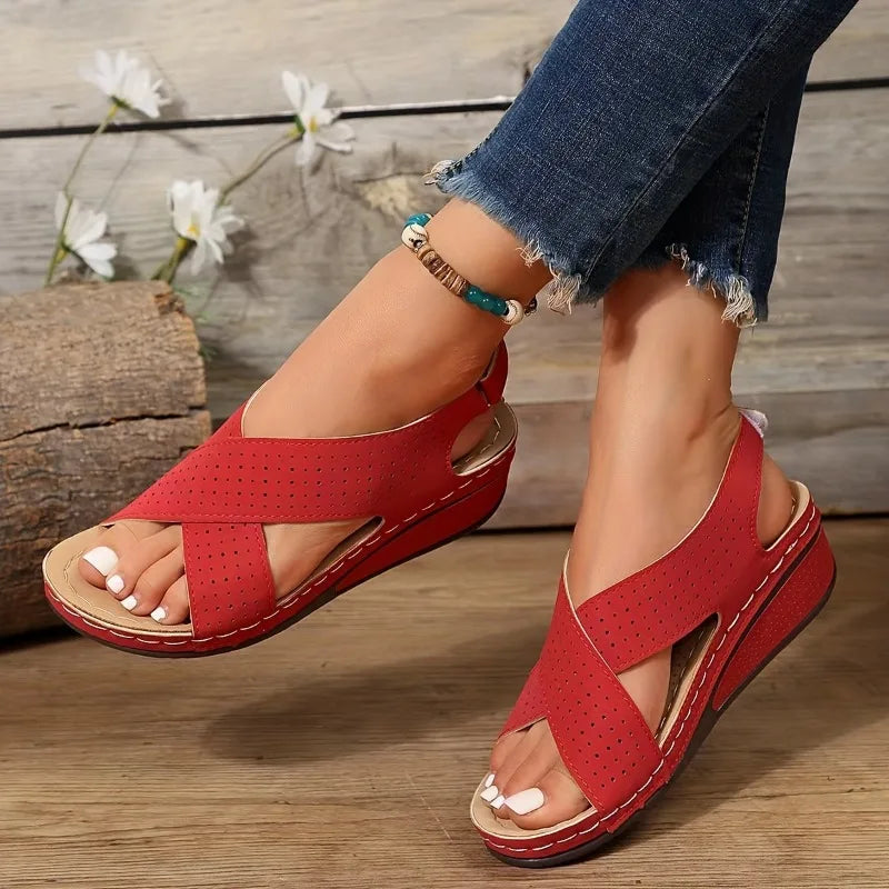 2024 Women Shoes New Sandals Peep Toe Shoes Woman Retro Women Shoe Thick Bottom Sandals Platform Comfortable Large Size Shoes
