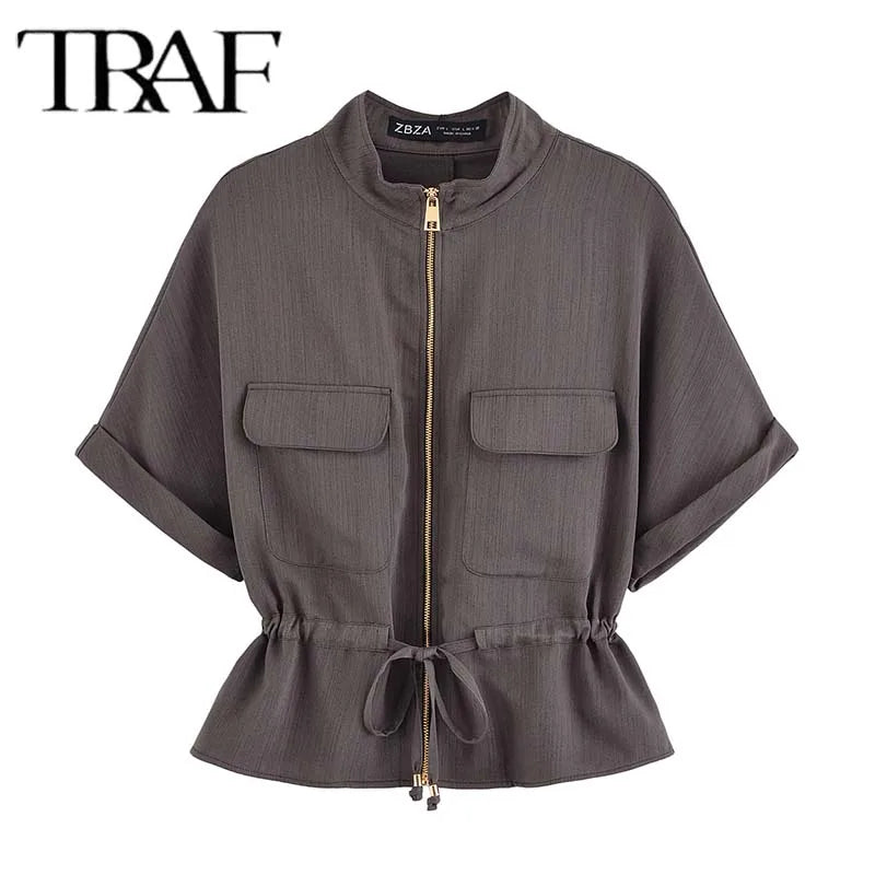 Casual Pants 2 Pieces Sets For Women Short Sleeve Coat High Waist Trousers Women's Suit 2025 Two Pieces Loose Woman Outfits