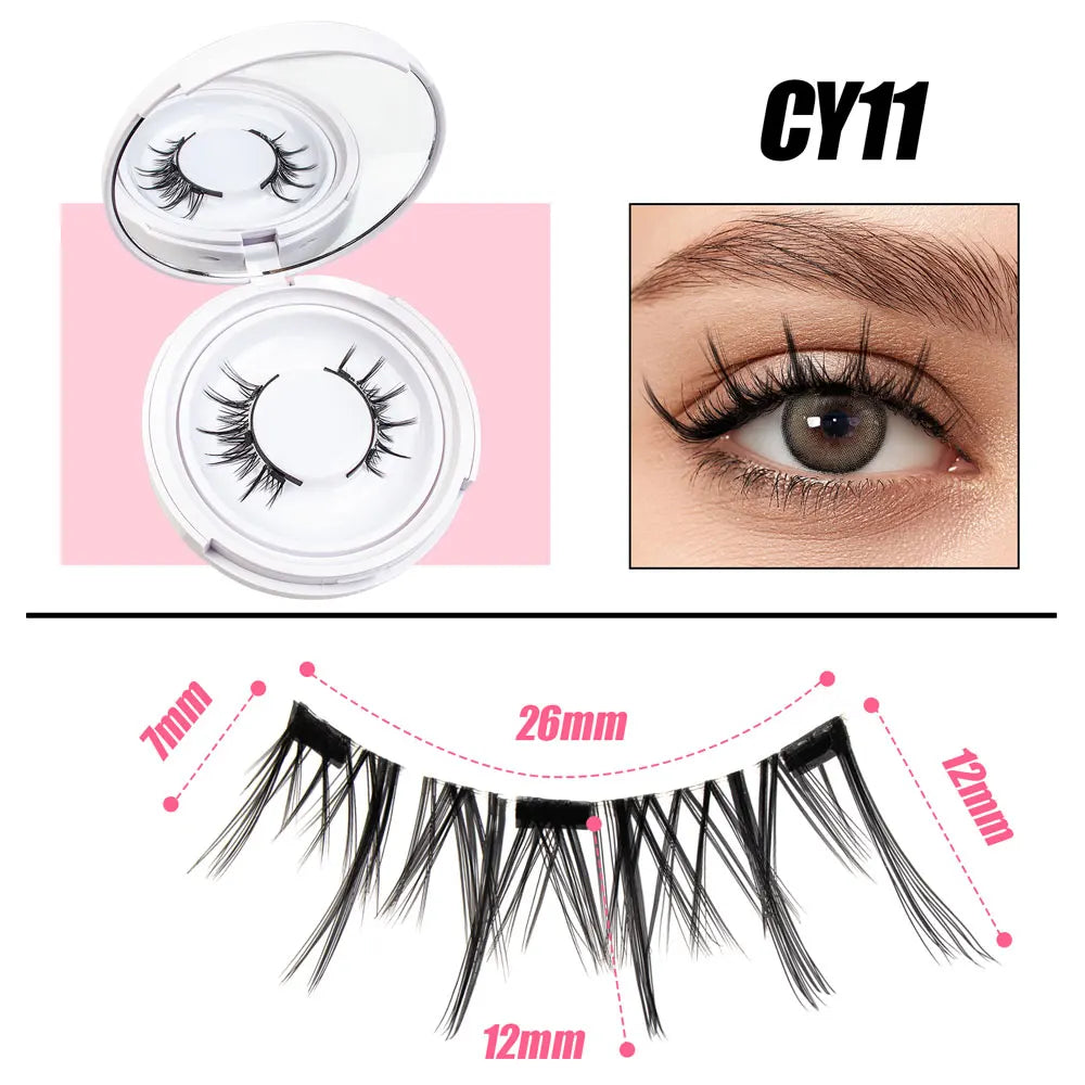 VYRILA 2Pairs Reusable Magnetic Lashes with Magnets Tweezer No Glue Needed D Magnetic Eyelash 3-Step Press On False Eyelash
