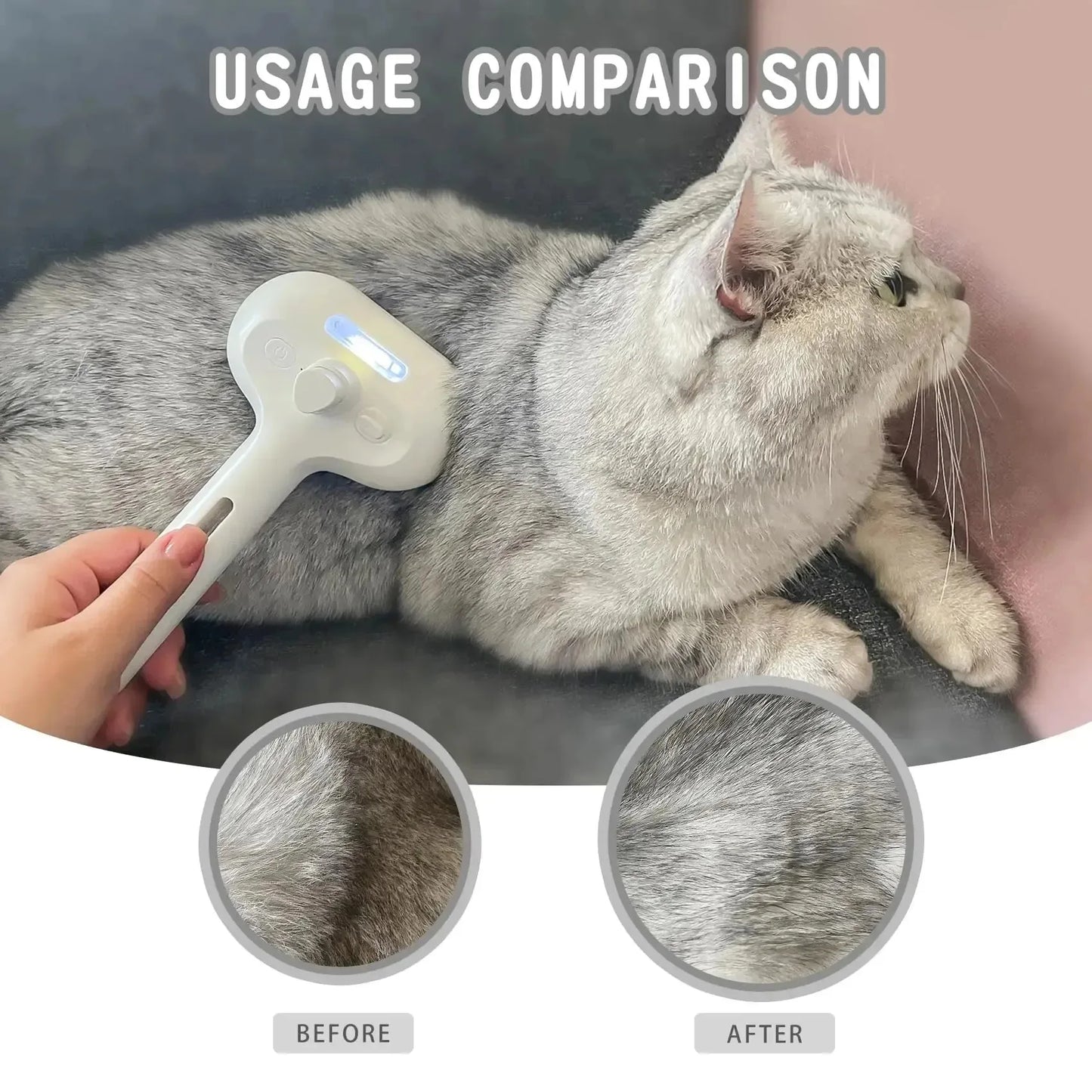 Pet Spray Hair Comb Pet Hair Remover Cleaning Brush Cats Grooming Dog Accessories Tools Dematting Water Mist Humidifier Comb
