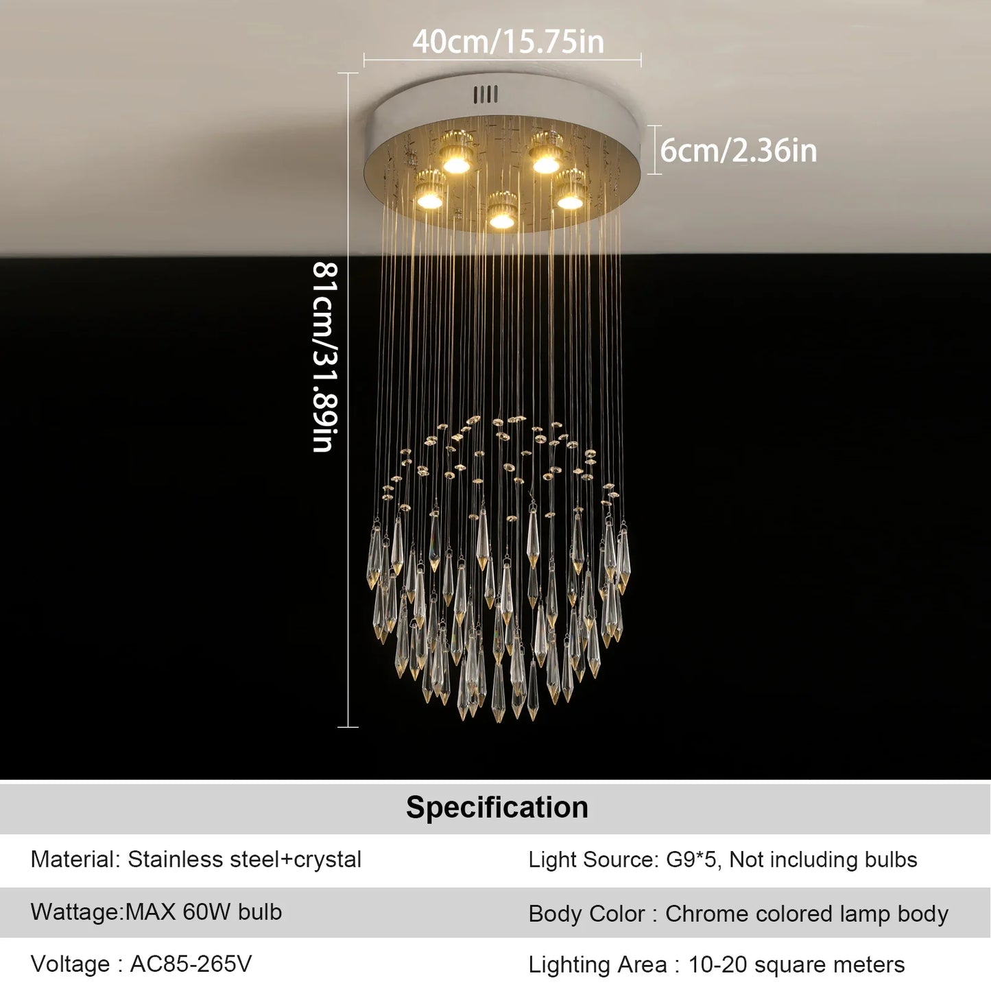 Luxury Pendant Light Modern Crystal Ball Led Chandelier Ceiling Lamps Living Dining Room Home Decor Lustre Hanging Fixtures