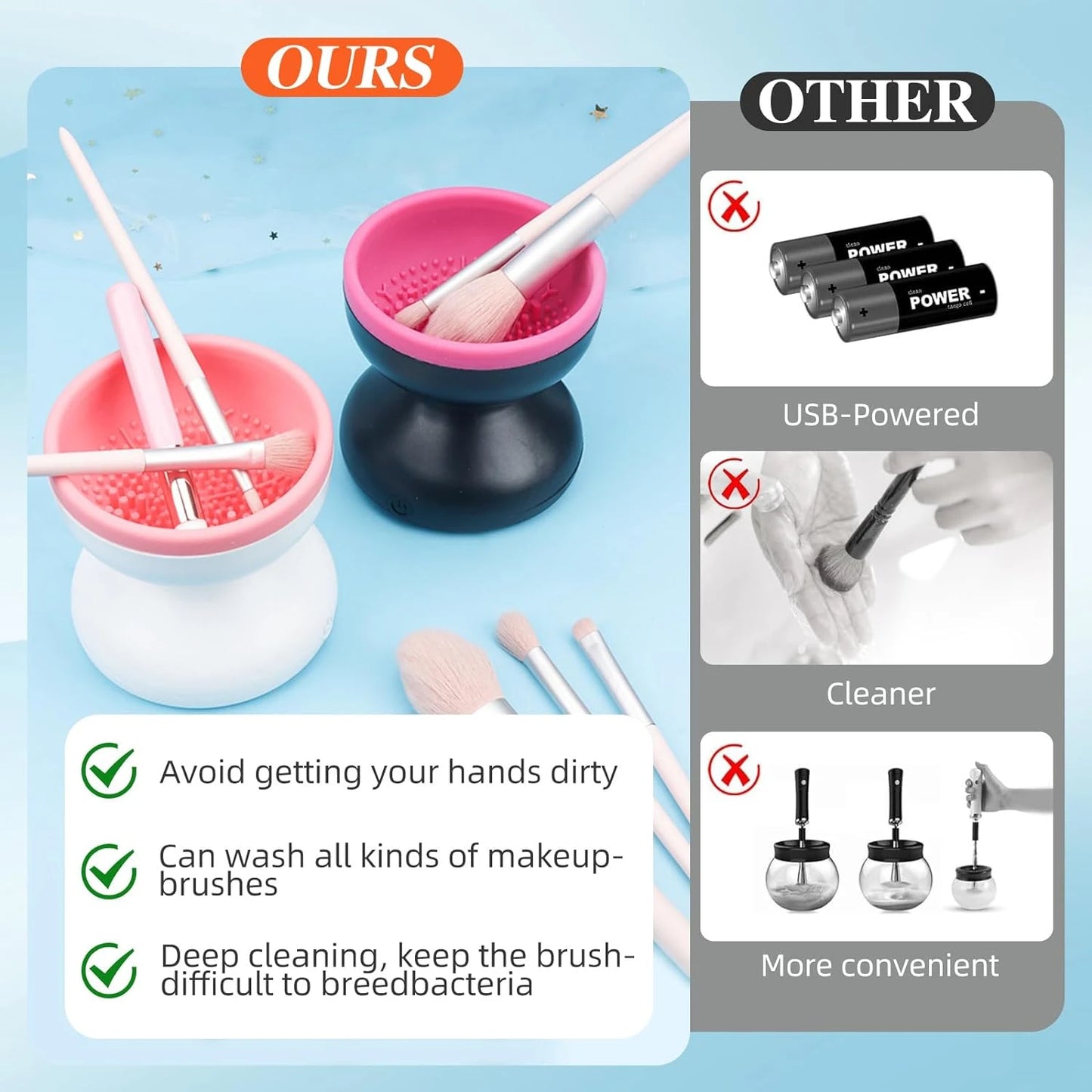 Makeup Brush Cleaner Machine Usb Rechargeable Electricl Silicone Electric Cosmetic Brush Clean Drying Tool for make-up cleaning