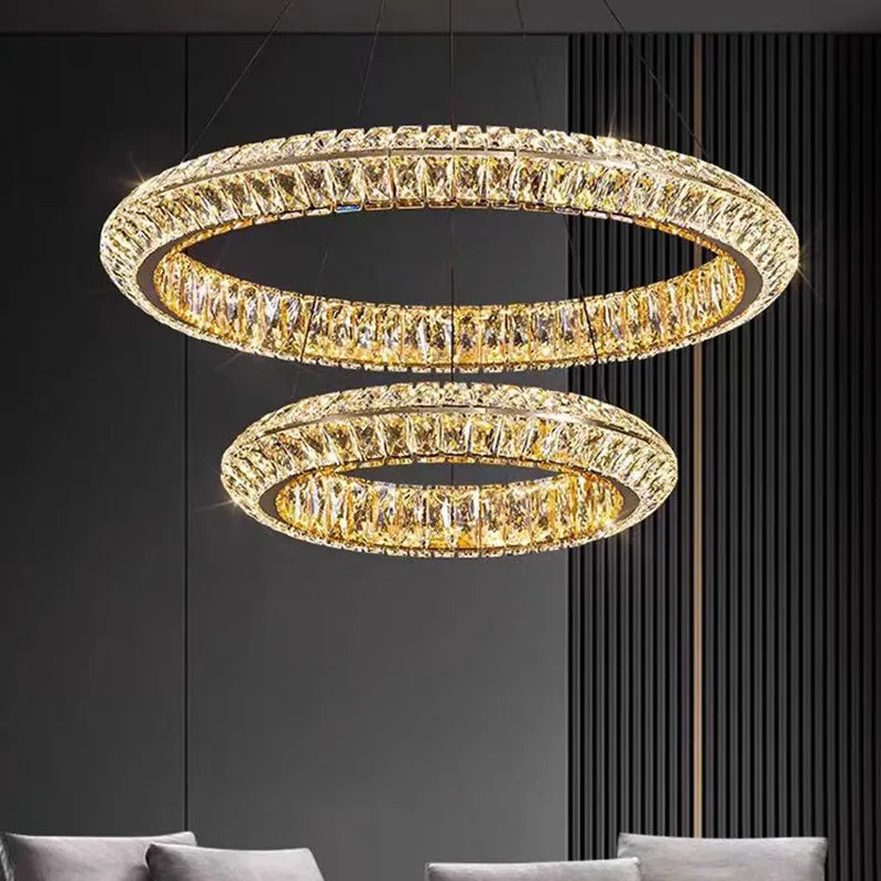 Luxury Crystal LED Pendant Lights Villa Living Dining Room Lighting Decor Lustre Chandelier Lamp Indoor Hotel Bar Lights Fixture