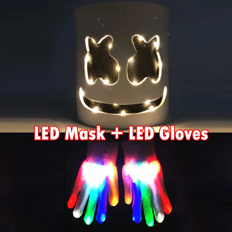 LED DJ Mask Headgear Lifelike Marshmello Mask Breathable Helmet Mask Carnival Festival Halloween Party Props Cosplay.Costume