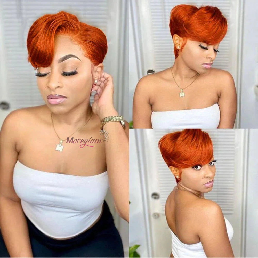 Ombre Human Hair Wigs For Women Bone Straight Bob Wig Remy T Part Transparent Lace Natural Preplucked Pixie Cut Perruque Femme