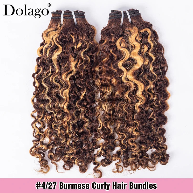 Highlight Bundles Human Hair Ombre Colored Burmese Curly Hair Bundles Chocolate Brown 30 27 Honey Blonde Bundles Human Hair
