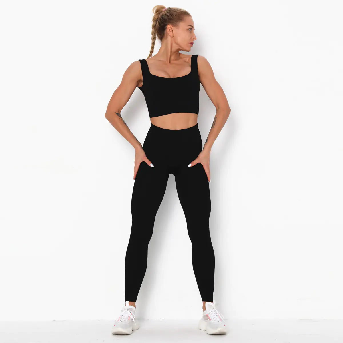 Seamless Women's Sports Bra & Yoga Set, Quick-Dry Nylon
