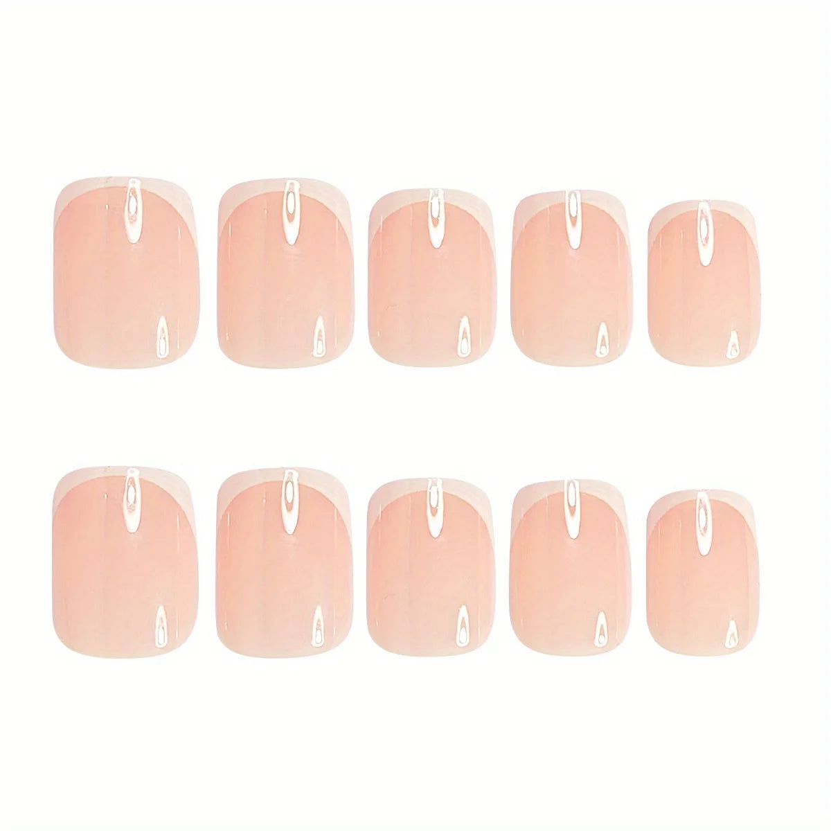 120pcs Short Square White French Simple Shiny False Nails Fashionable Wearable Nails Suitable for Daily Work, Study and Party