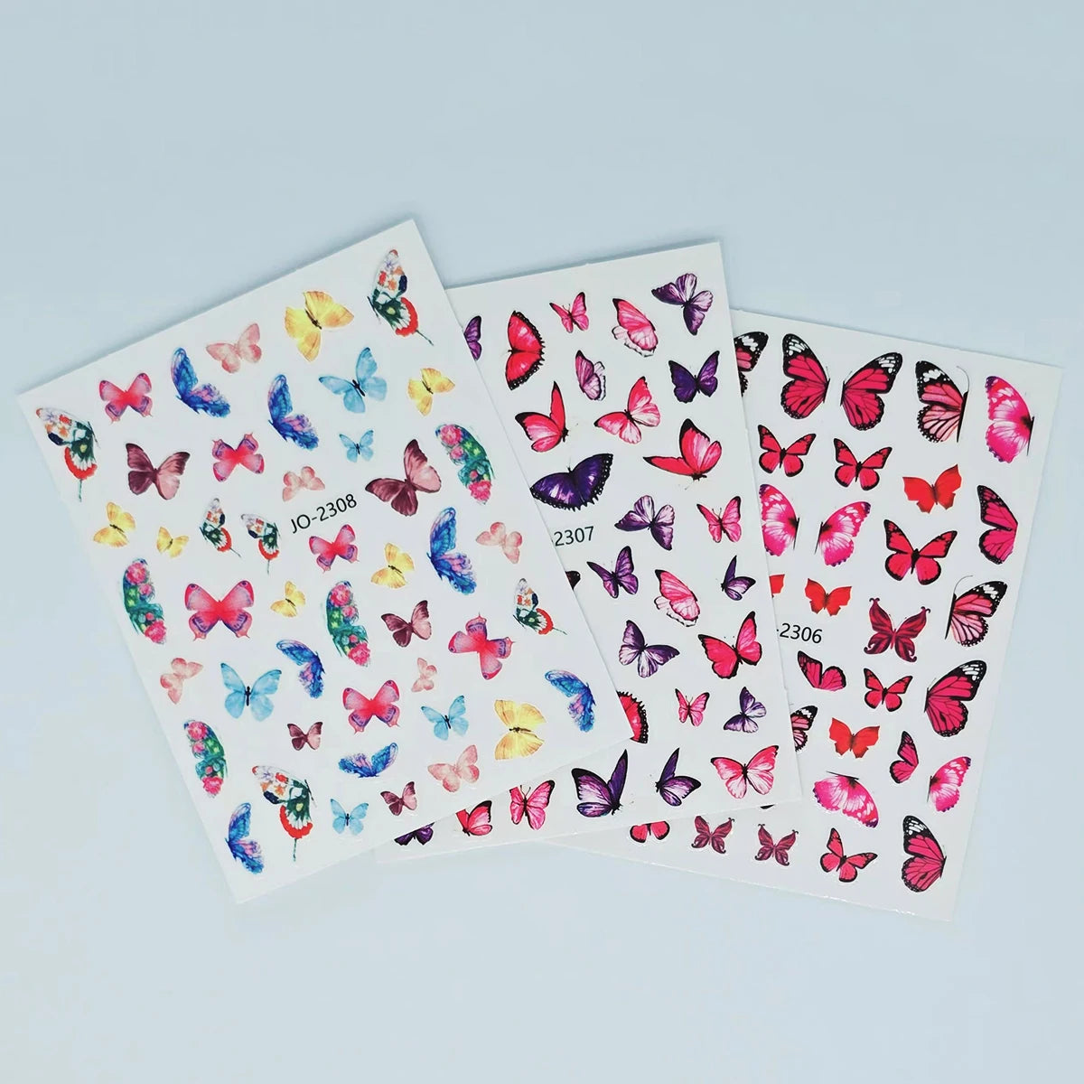 3 Sheets Colorful Butterfly Nail Art Stickers 3D Self-Adhesive Butterfly Nail Decals DIY Manicure Summer Nail Art Decoration