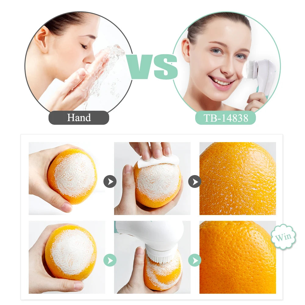 Facial Cleansing Brush Electric Facial Exfoliating Massage Brush with 3 Cleanser Heads and 2 Speeds Adjustable for Deep Cleaning