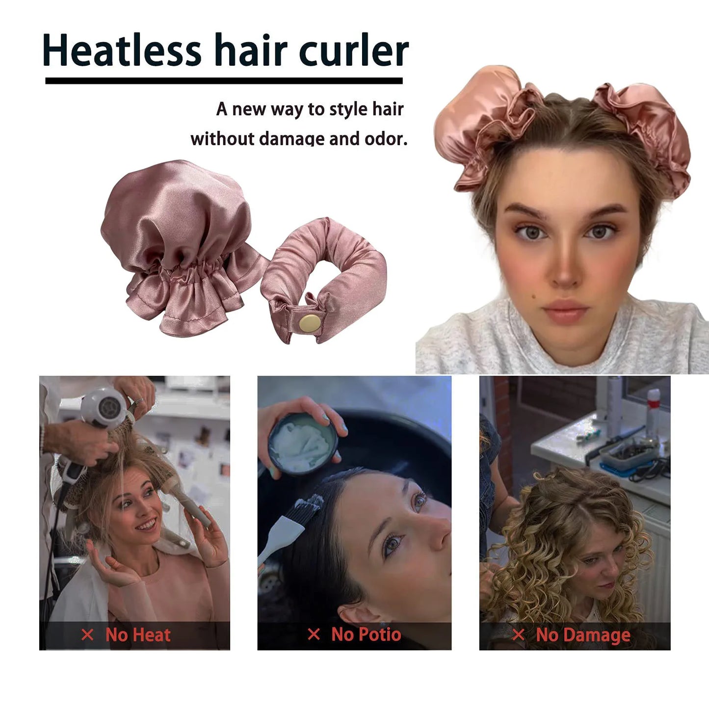 Heatless Hair Curlers No Heat Curly Hair Products Soft Hair Rollers Lazy Hair Rollers Sleeping Silk Curls Hair Styling Tools
