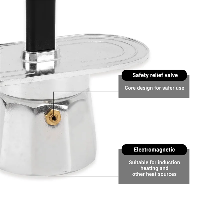 A52Z Top 2 Cup Coffee Maker, 100Ml Mini Coffee Pot Double-Head Aluminum Stovetop Espresso Maker For Home Cafe Office Use