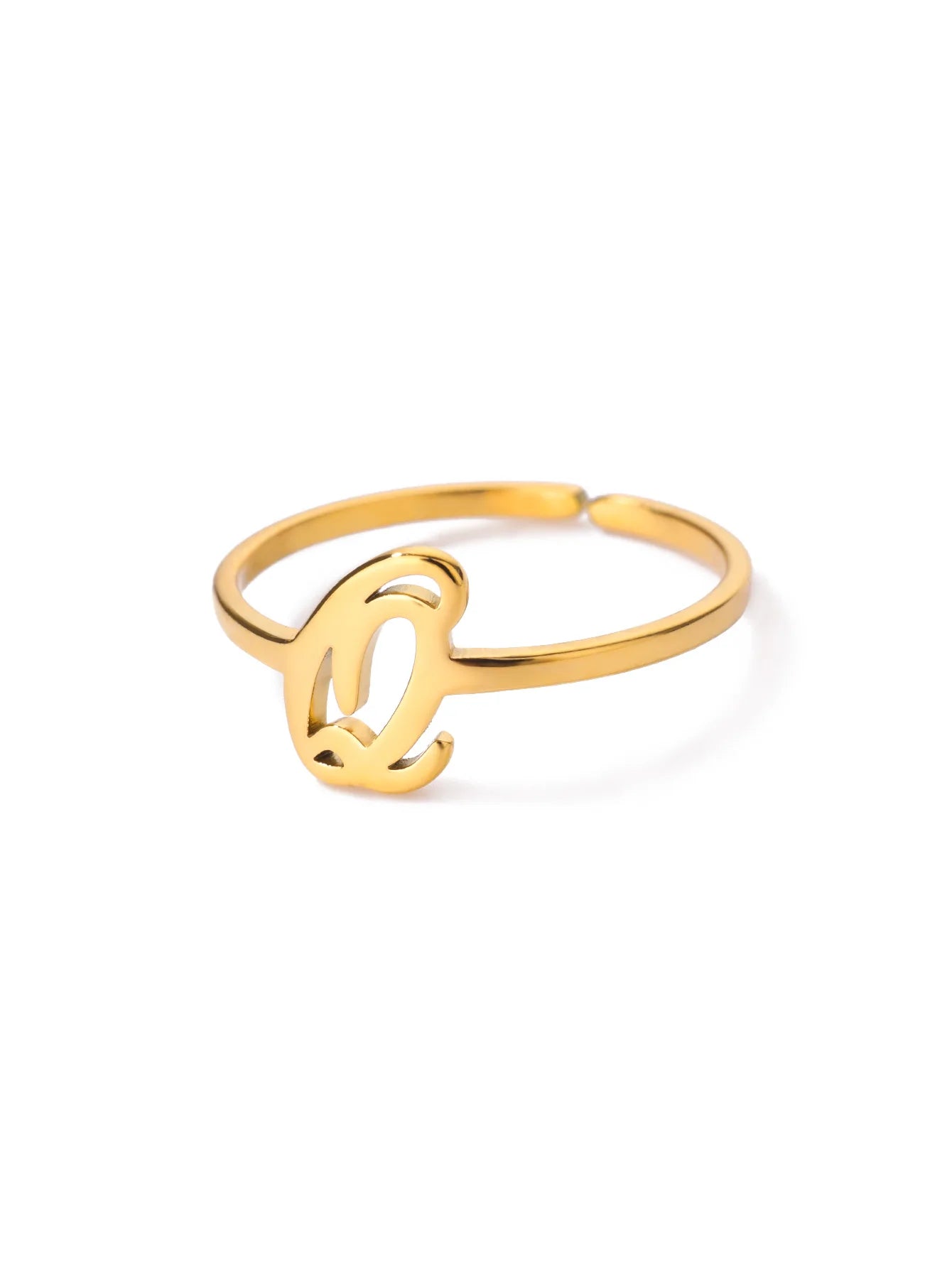 26 English Letter Initial Rings For Women Gold Color Adjustable Stainless Steel Ring Wedding Fashion Jewelry Best Friend Gift