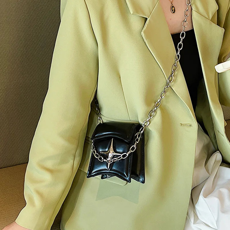 Fashion Star Small Purses for Women Vintage Chain Shoulder Bag Ladies Crossbody Bags Y2k Cool Girls Design Handbags Flap Bag