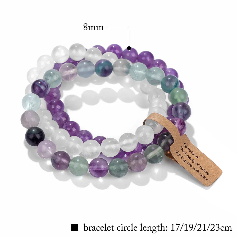 3 Pcs Set Natural Stone Beads Stretch Bracelet Set Semi-Precious Stone Beaded Elastic Bracelet Turquoise Stone Fashion Jewelry