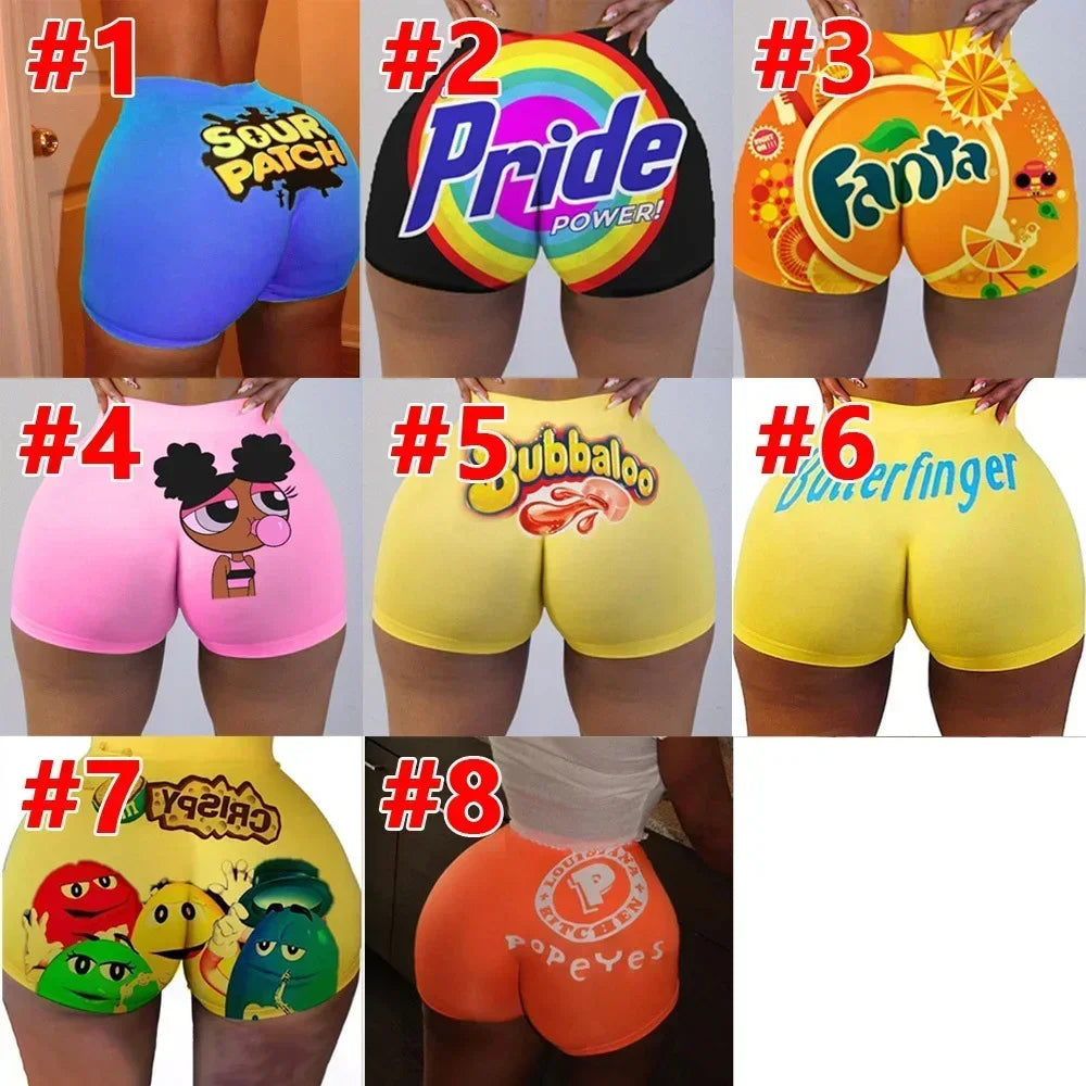 Sexy Women's Biker Shorts Fashion Clothes High Waist Sweat Pants Fitness Fanta Booty Yoga Shorts