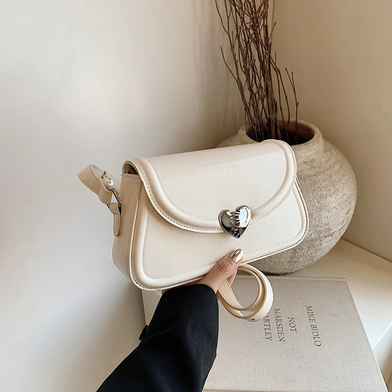 Texture Pu Leather Shoulder Bags For Women Trendy Versatile Love Crossbody Bag Fashion Simple Commuting Shopping Female Purses