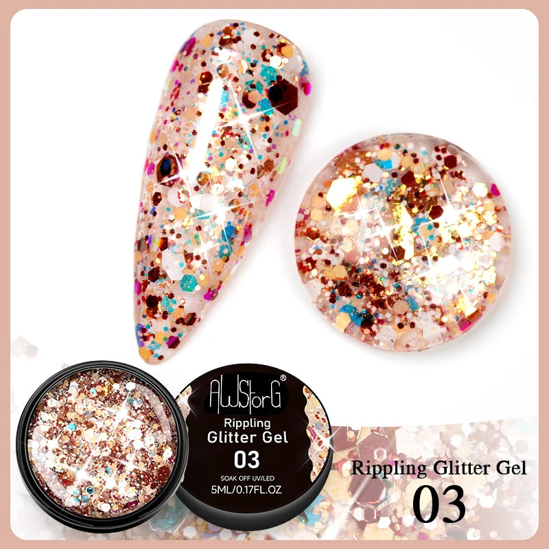 BOZLIN Chameleon Flake Gel Nail Polish Spring Color Sparkling Sequins Soak Off UV Glitter Gel Varnish Nail Art Decoration 5ML