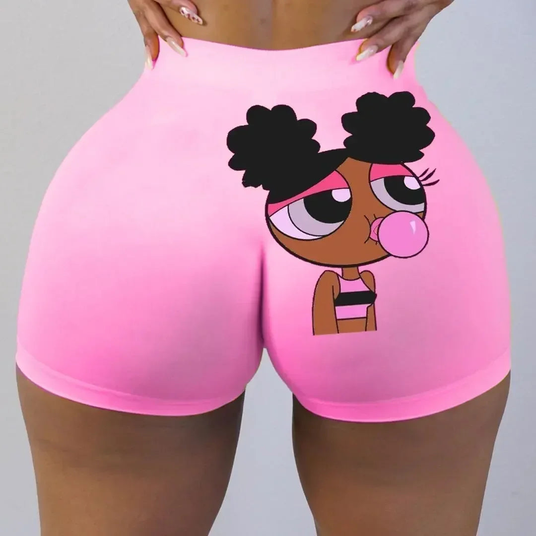 Sexy Women's Biker Shorts Fashion Clothes High Waist Sweat Pants Fitness Fanta Booty Yoga Shorts