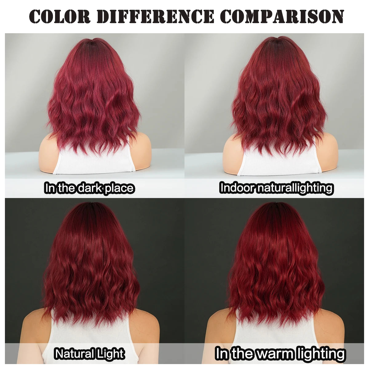 Shoulder Length Body Wavy Wine Red Wig for Women Daily High Density Synthetic Modest Fashion Wigs with Neat Bangs Heat Resistant