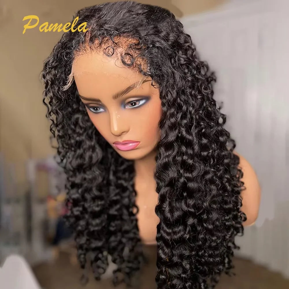 Ombre 1B/30 Colored Curly 250% Density 13x4 Water Wave HD Transparent Lace Front Kinky Edges Hairline Wig With Curly Baby Hair