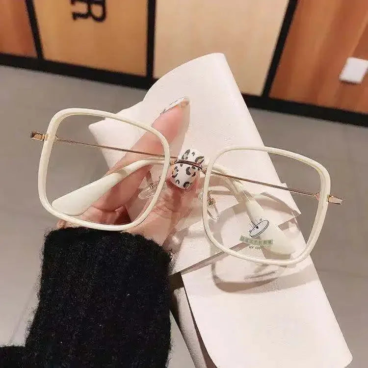 Large Square Frame Woman Glasses Ins Girl Fashion Transparent Reading Glass High-definition Anti-blue Light Computer Eyeglass