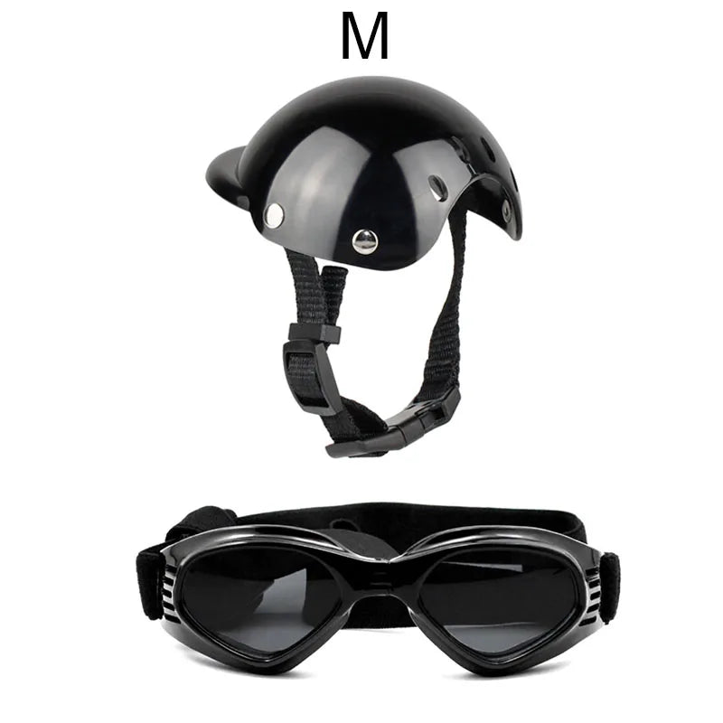 Pet Safety Suit Motorcycle Dog Helmet With Sunglasses Cool Fashion Cool Pet Dog Hat Helmet S/M Size Pet Protect Ridding Cap