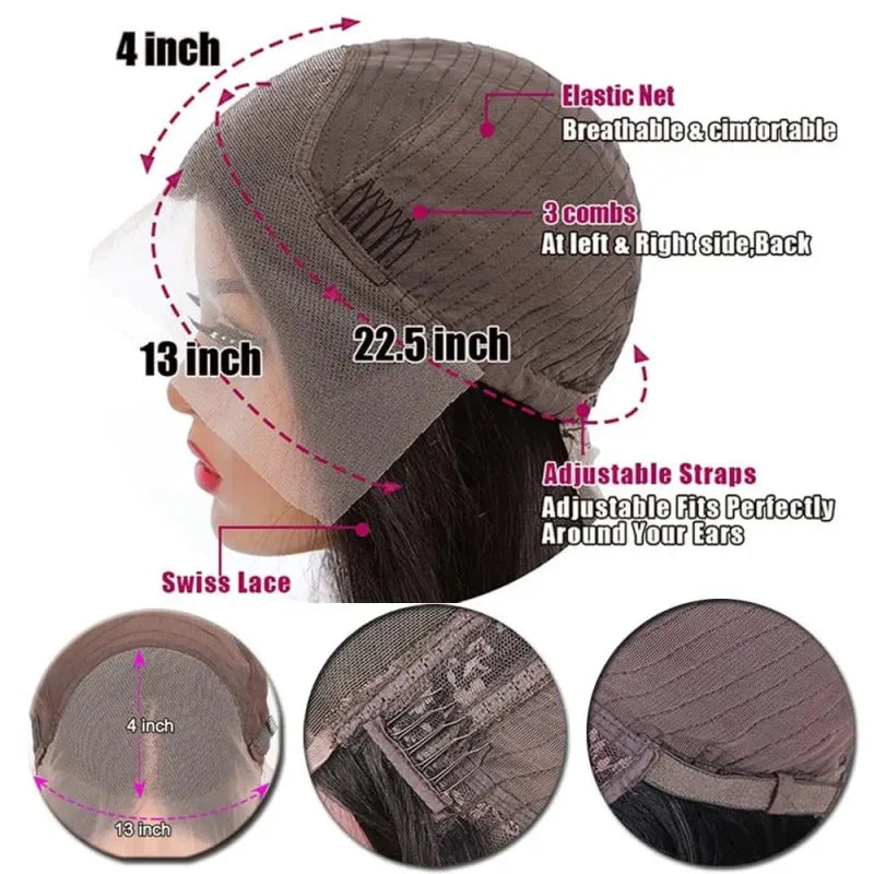Lace Front Wigs Human Hair Natural Hairline 8# Bob Wig Human Hair 13x4 Lace Frontal Wigs for Black Women Brazilian Virgin Wig