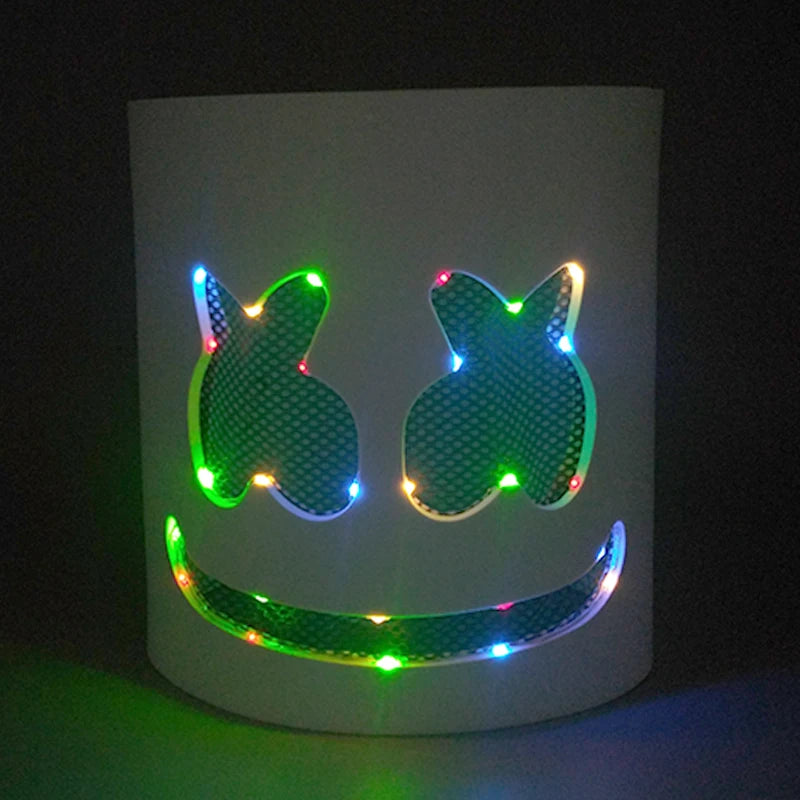 LED DJ Mask Headgear Lifelike Marshmello Mask Breathable Helmet Mask Carnival Festival Halloween Party Props Cosplay.Costume