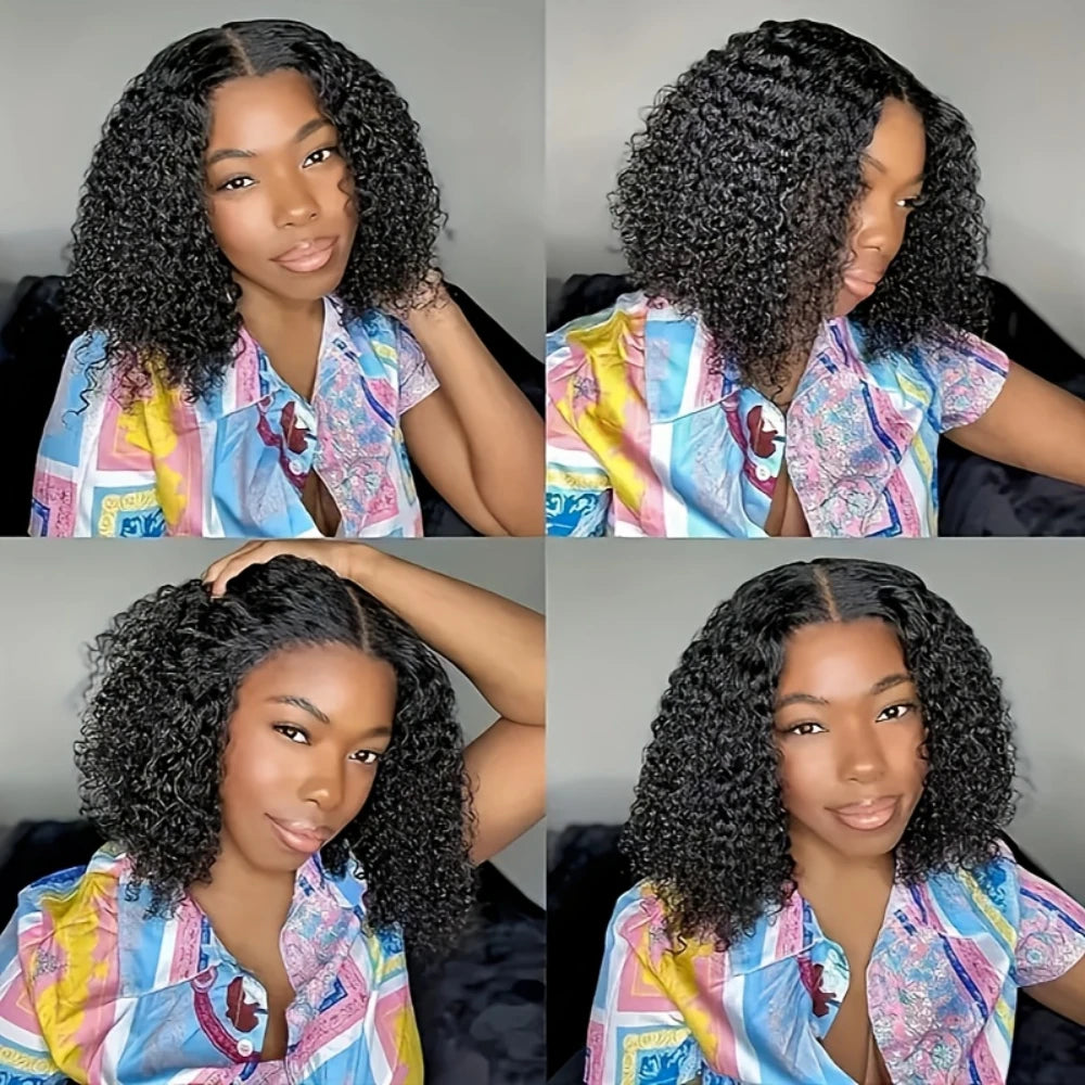 Kinky Curly 13x4 Brown Lace Front Human Hair Wig for Women 150% Density 12Inch