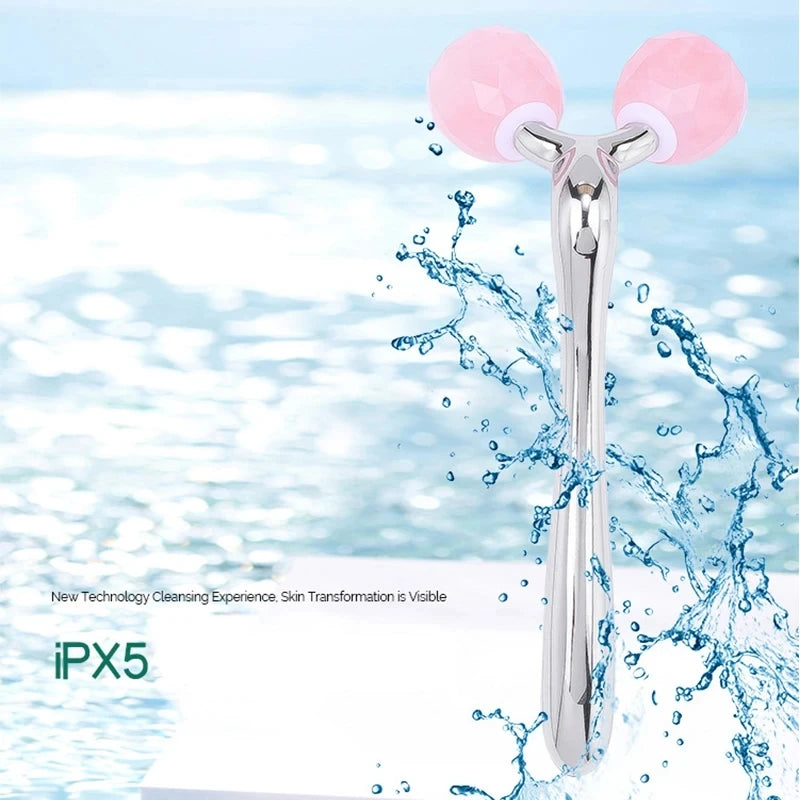 Rose Quartz Jade Roller Facial Massager 3D Massage Face Roller Face-lift Skin Care Tool Thin Face Chin Neck Body Wrinkle Remover