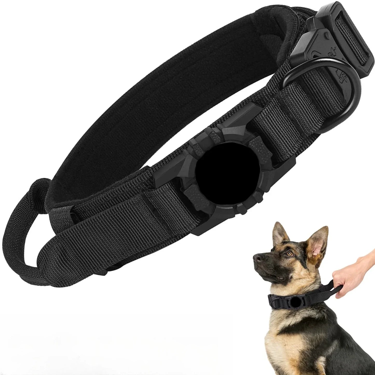 Adjustable Nylon AirTag Holder Dog Collar Metal Buckle Pet Tactical Collar Dog Accessories Anti Last and Pet Dogs Tracing Safe